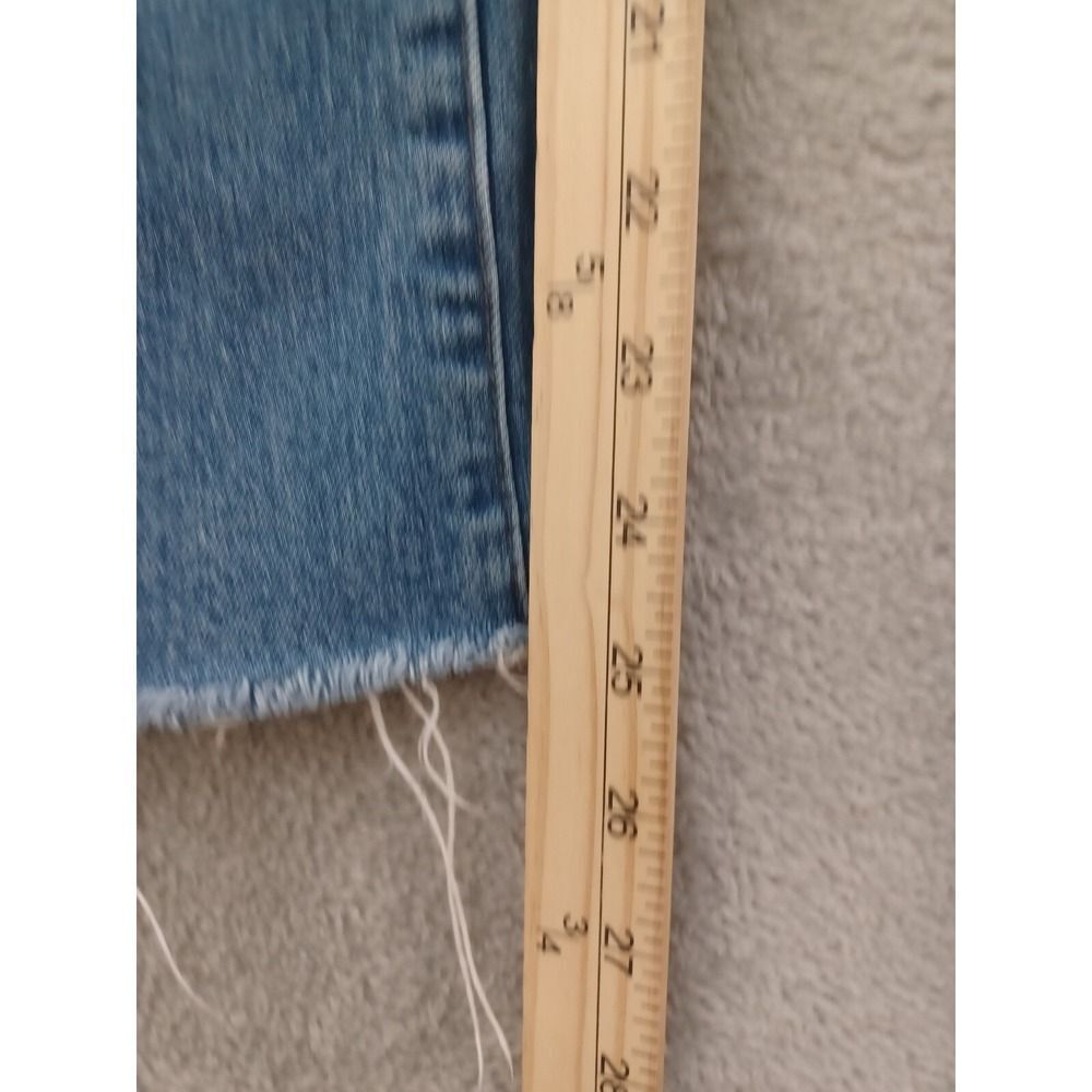 Madewell Jeans Sz 27 High Rise Slim Straight Crop Boyjean Fray Raw Hem Stretch - Picture 7 of 14